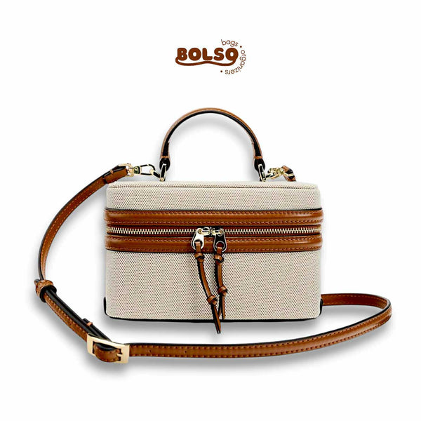 PREORDER BOLSO Vintage Premium Canvas Leather Structured Box Bag Satchel