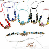 BLING Charms Evil Eye Beads Elephant on String Minimalist Bracelet