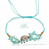 BLING Elephant Charms Natural Stone in String Bracelet