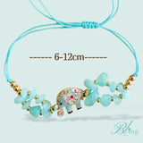 BLING Elephant Charms Natural Stone in String Bracelet