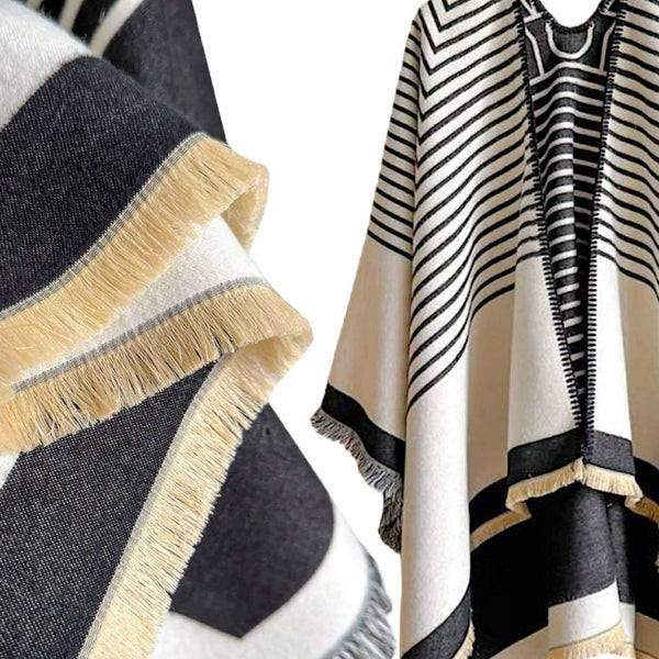 WRAP Warm Shawl Reversible Cloak Stripes