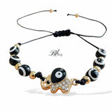 BLING Charms Evil Eye Beads Elephant on String Minimalist Bracelet