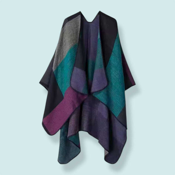 WRAP Plaid Cloak Shawl Scarf DBLU
