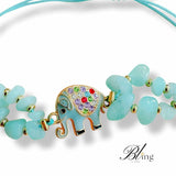 BLING Elephant Charms Natural Stone in String Bracelet
