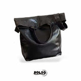 BOLSO Leather Large Vertical Foldable Commuter Tote Bag with Sling