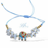 BLING Elephant Charms Natural Stone in String Bracelet
