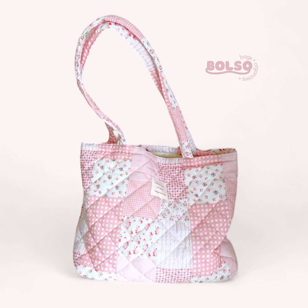BOLSO Dainty Floral Cloud Quilted Large Open Tote Bag