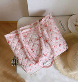 BOLSO Dainty Floral Cloud Quilted Large Open Tote Bag
