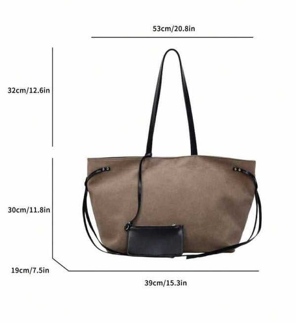BOLSO Large Fabric Leather Commuters Tote Bag