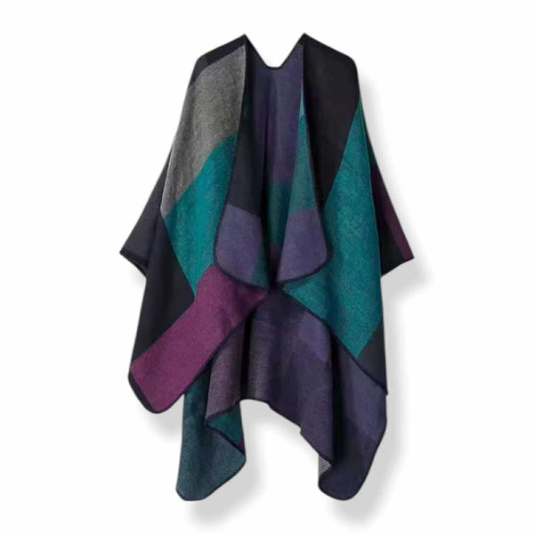 WRAP Plaid Cloak Shawl Scarf DBLU
