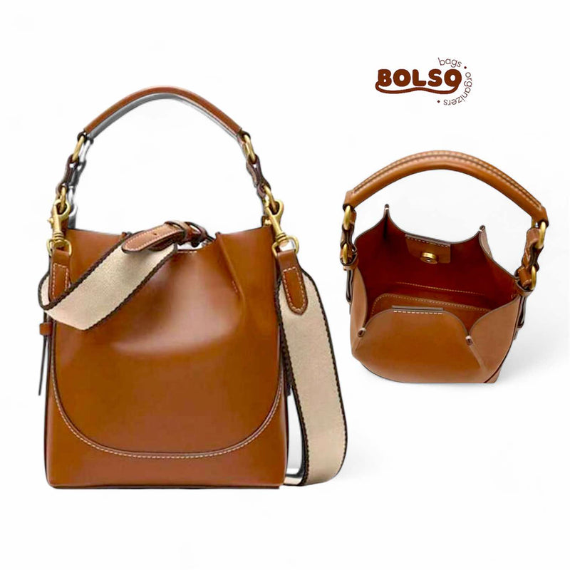 PREORDER BOLSO Premium Canvas Leather Vintage Bucket Bag w Sling