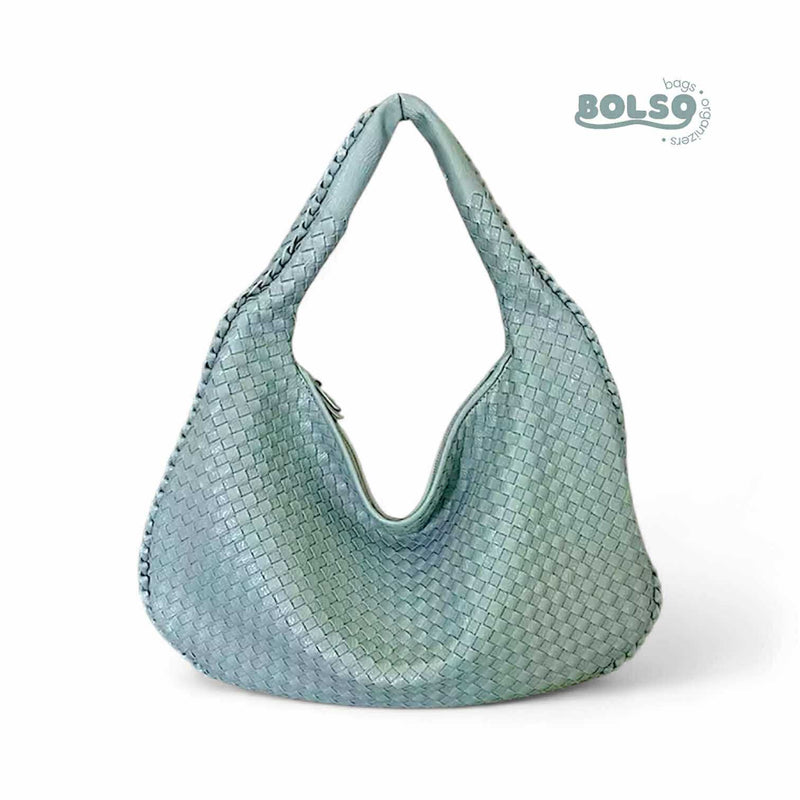 PREORDER BOLSO Woven Faux Leather Large Hobo Bag Zipper Closure