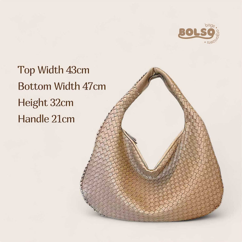 PREORDER BOLSO Woven Faux Leather Large Hobo Bag Zipper Closure