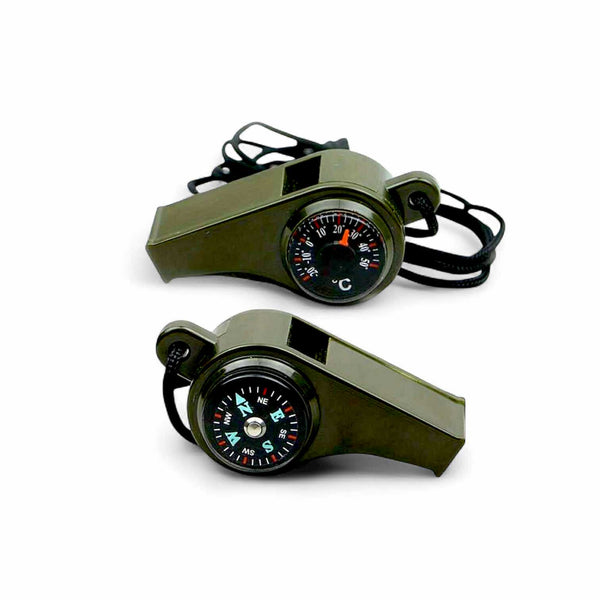 2SKN Outdoor Safety Whistle – Compass + Thermometer for Emergency Use