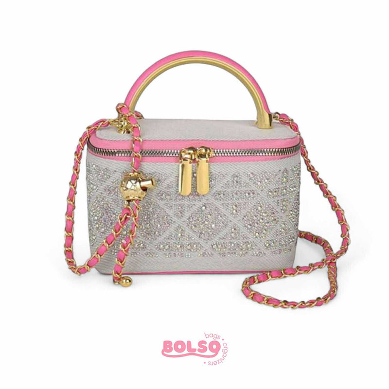 PREORDER BOLSO Two Tone Box Bag Chain Leather Crossbody Strap