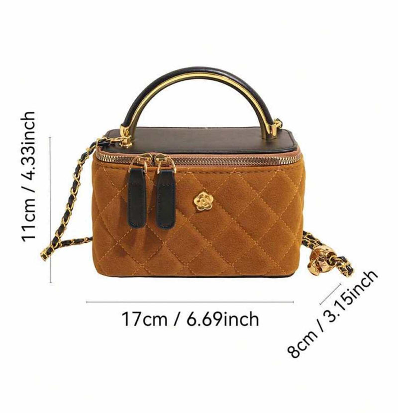 PREORDER BOLSO Two Tone Box Bag Chain Leather Crossbody Strap