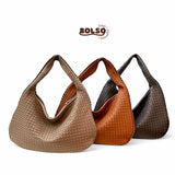 PREORDER BOLSO Woven Faux Leather Large Hobo Bag Zipper Closure