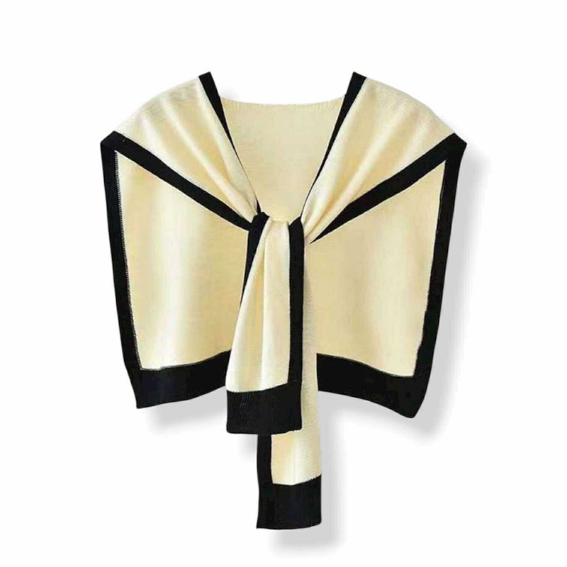 WRAP Two Tone Shoulder Wrap Overlay Tie Knitted Cardigan