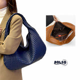 PREORDER BOLSO Woven Faux Leather Large Hobo Bag Zipper Closure