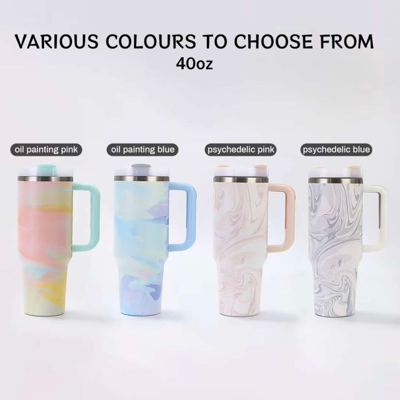 2SKN Insulated Tumbler Mug with Straw Hot Cold 40oz