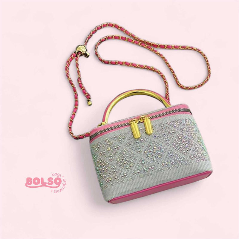 PREORDER BOLSO Two Tone Box Bag Chain Leather Crossbody Strap