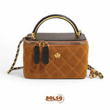 PREORDER BOLSO Two Tone Box Bag Chain Leather Crossbody Strap