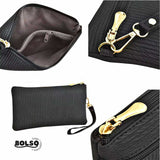 BOLSO Versatile Textured Fabric Wristlet Easy Gift for Her
