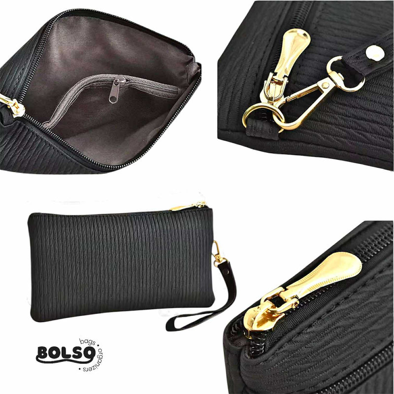 BOLSO Versatile Textured Fabric Wristlet Easy Gift for Her