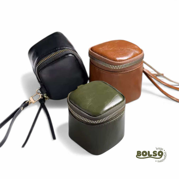 BOLSO Vintage Soft Oil Wax Leather Compact Coin Purse