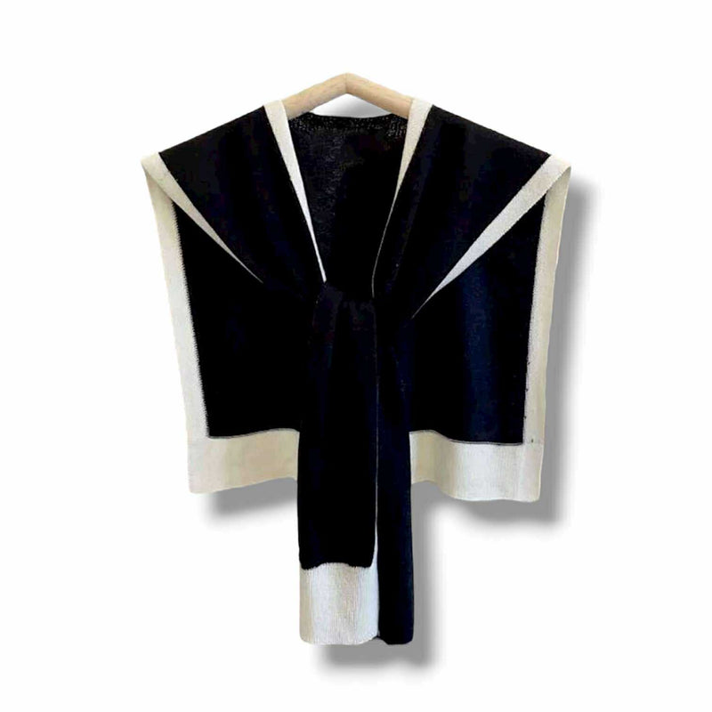 WRAP Two Tone Shoulder Wrap Overlay Tie Knitted Cardigan