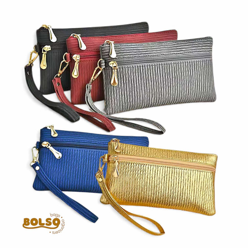 BOLSO Versatile Textured Fabric Wristlet Easy Gift for Her