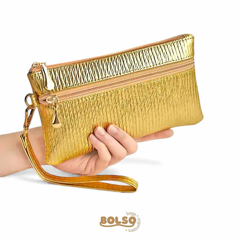 BOLSO Versatile Textured Fabric Wristlet Easy Gift for Her