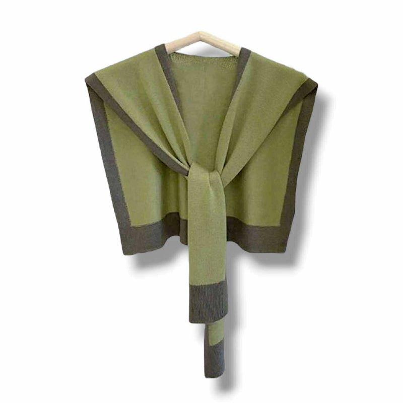 WRAP Two Tone Shoulder Wrap Overlay Tie Knitted Cardigan