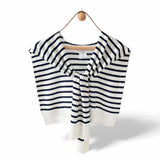 WRAP Stripes Shoulder Wrap Overlay Tie Knitted Cardigan