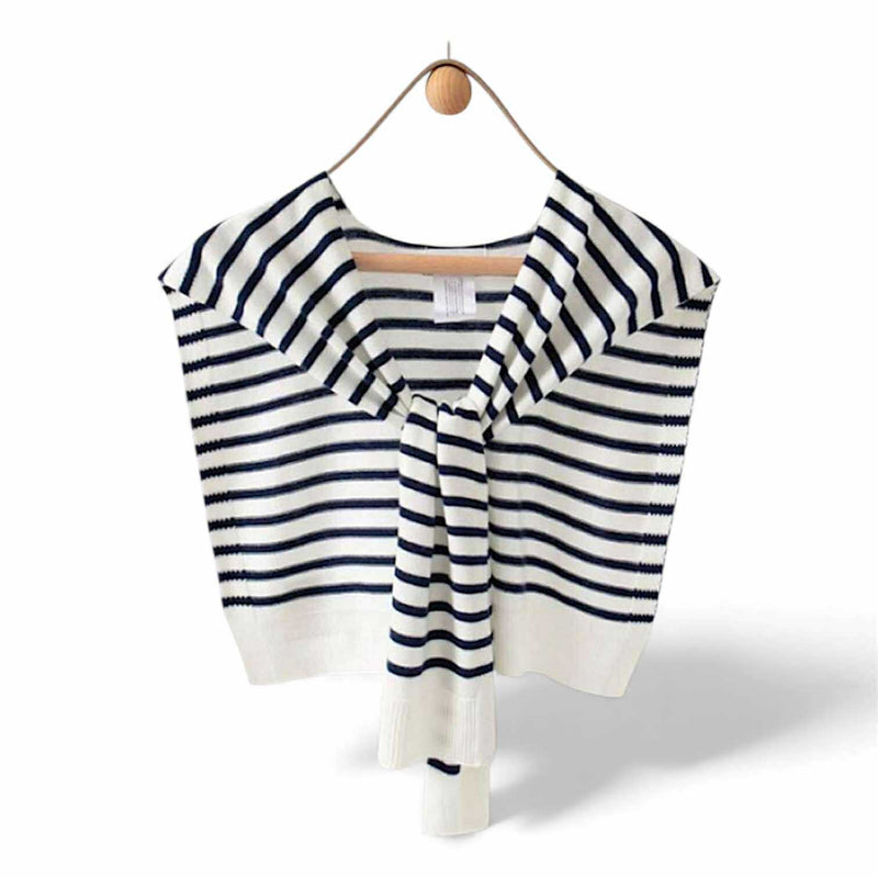 WRAP Stripes Shoulder Wrap Overlay Tie Knitted Cardigan