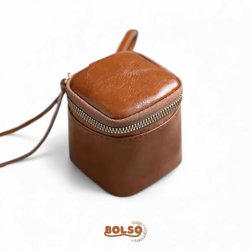 BOLSO Vintage Soft Oil Wax Leather Compact Coin Purse