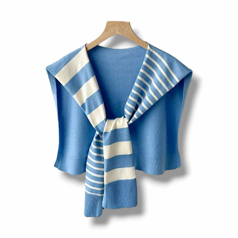 WRAP Stripes Shoulder Wrap Overlay Tie Knitted Cardigan