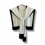 WRAP Two Tone Shoulder Wrap Overlay Tie Knitted Cardigan