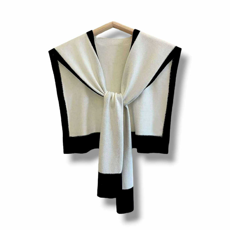 WRAP Two Tone Shoulder Wrap Overlay Tie Knitted Cardigan