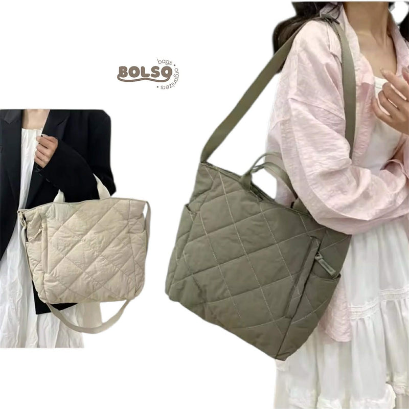 BOLSO Quilted Nylon Commuters Tote Bag