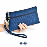 BOLSO Versatile Textured Fabric Wristlet Easy Gift for Her