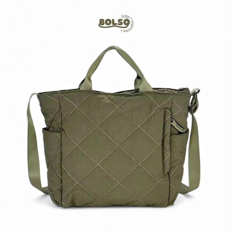 BOLSO Quilted Nylon Commuters Tote Bag