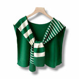 WRAP Stripes Shoulder Wrap Overlay Tie Knitted Cardigan