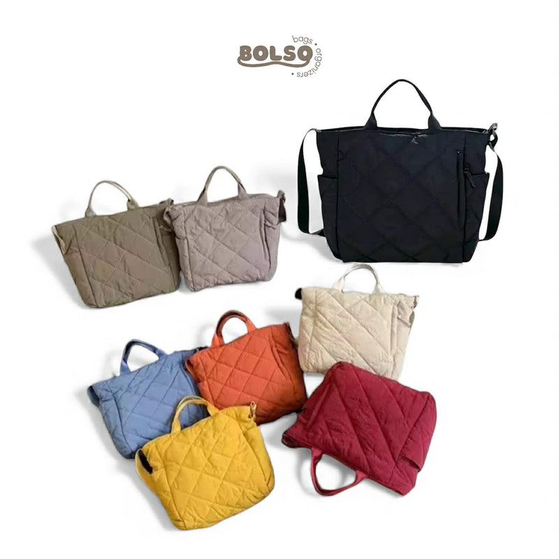 BOLSO Quilted Nylon Commuters Tote Bag