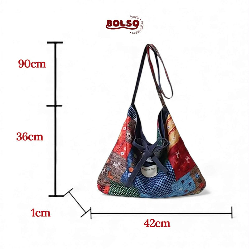 BOLSO Reversible Denim Shoulder Shopper Nylon Bag