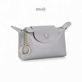 BOLSO Soft Leather Compact Coin Purse w Keychain (Easy Gift)