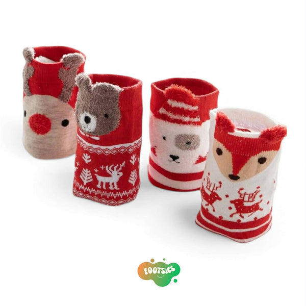 FOOTSIES 4pairs Christmas Mid Calf Socks Set