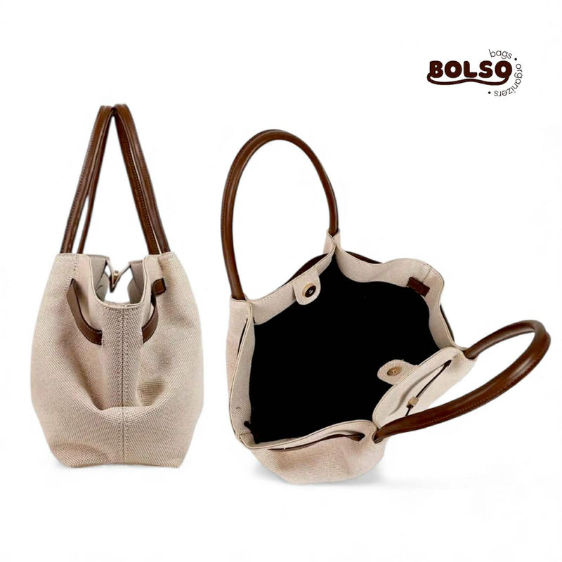 BOLSO Canvas Leather Slouchy Dumpling Tote Bag