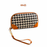 BOLSO Vintage Plaid Zipper Pouch Wristlet (Gift for Her)