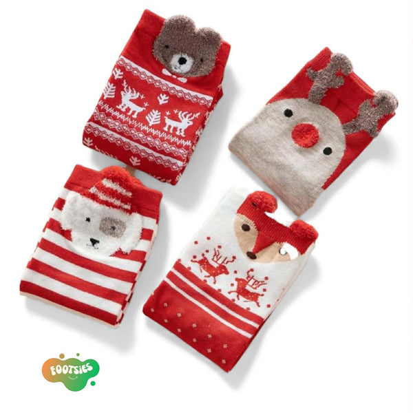 FOOTSIES 4pairs Christmas Mid Calf Socks Set